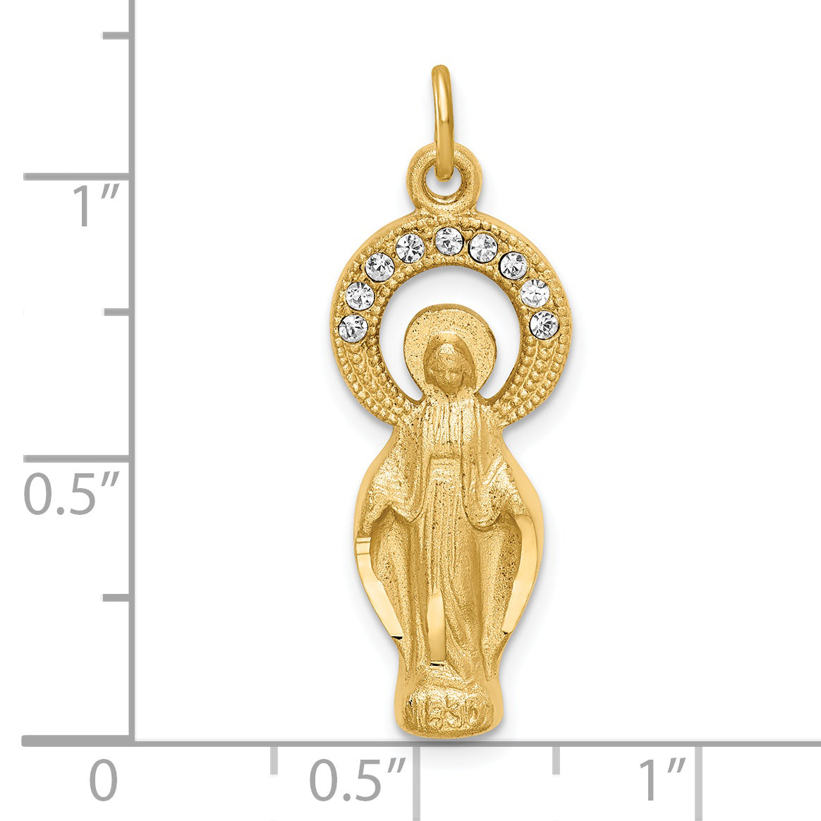 Sterling Silver Gold Tone & Cz Miraculous Medal Pendant
