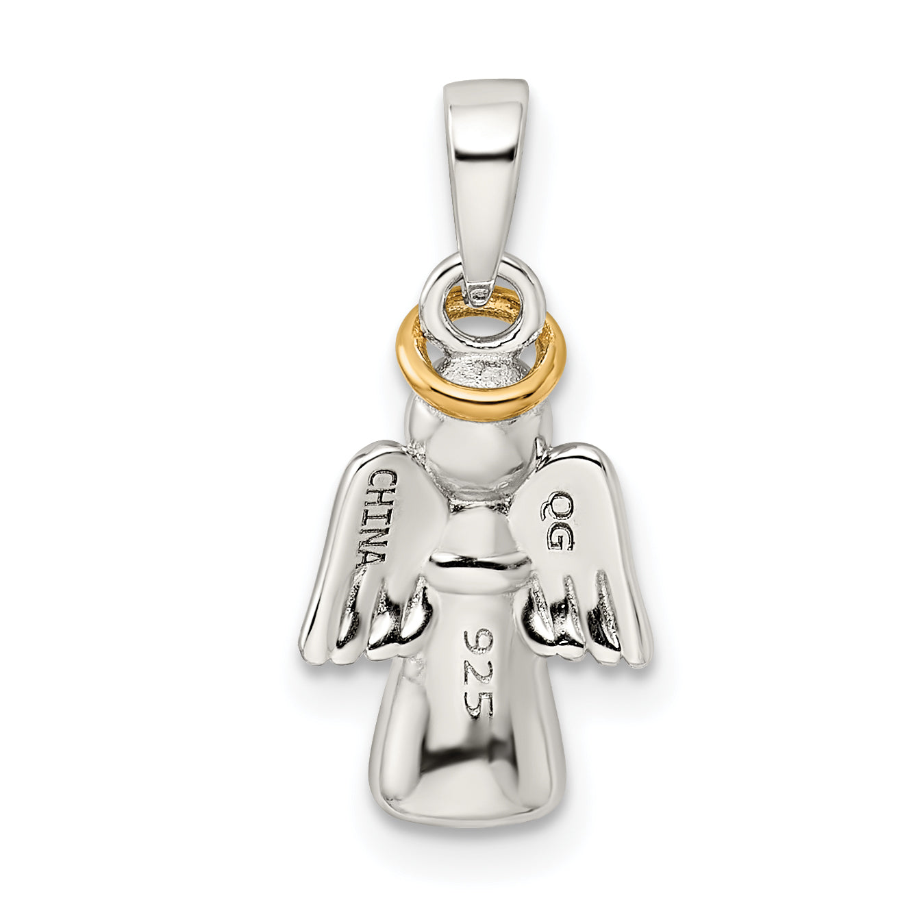 Sterling Silver Gold-Plated Polished Angel Pendant
