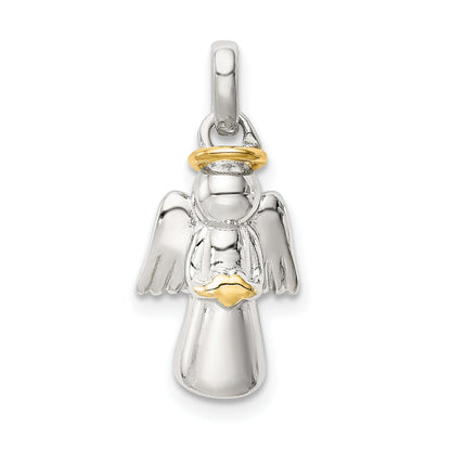 Sterling Silver Gold-Plated Polished Angel Pendant