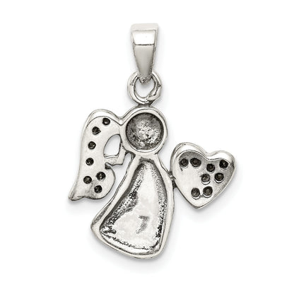 Sterling Silver Antiqued & Cz Angel Charm