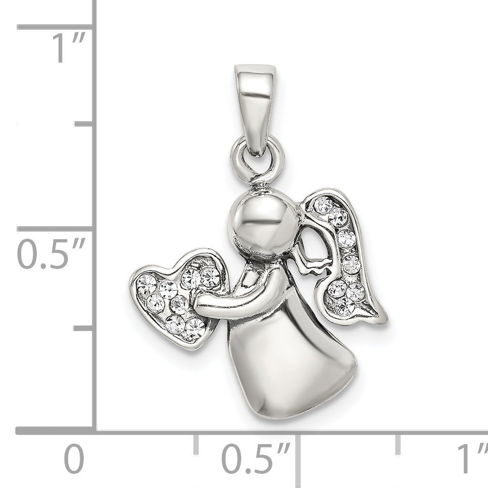 Sterling Silver Antiqued & Cz Angel Charm