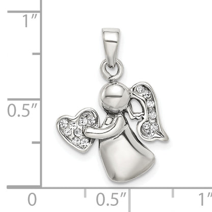 Sterling Silver Antiqued & Cz Angel Charm