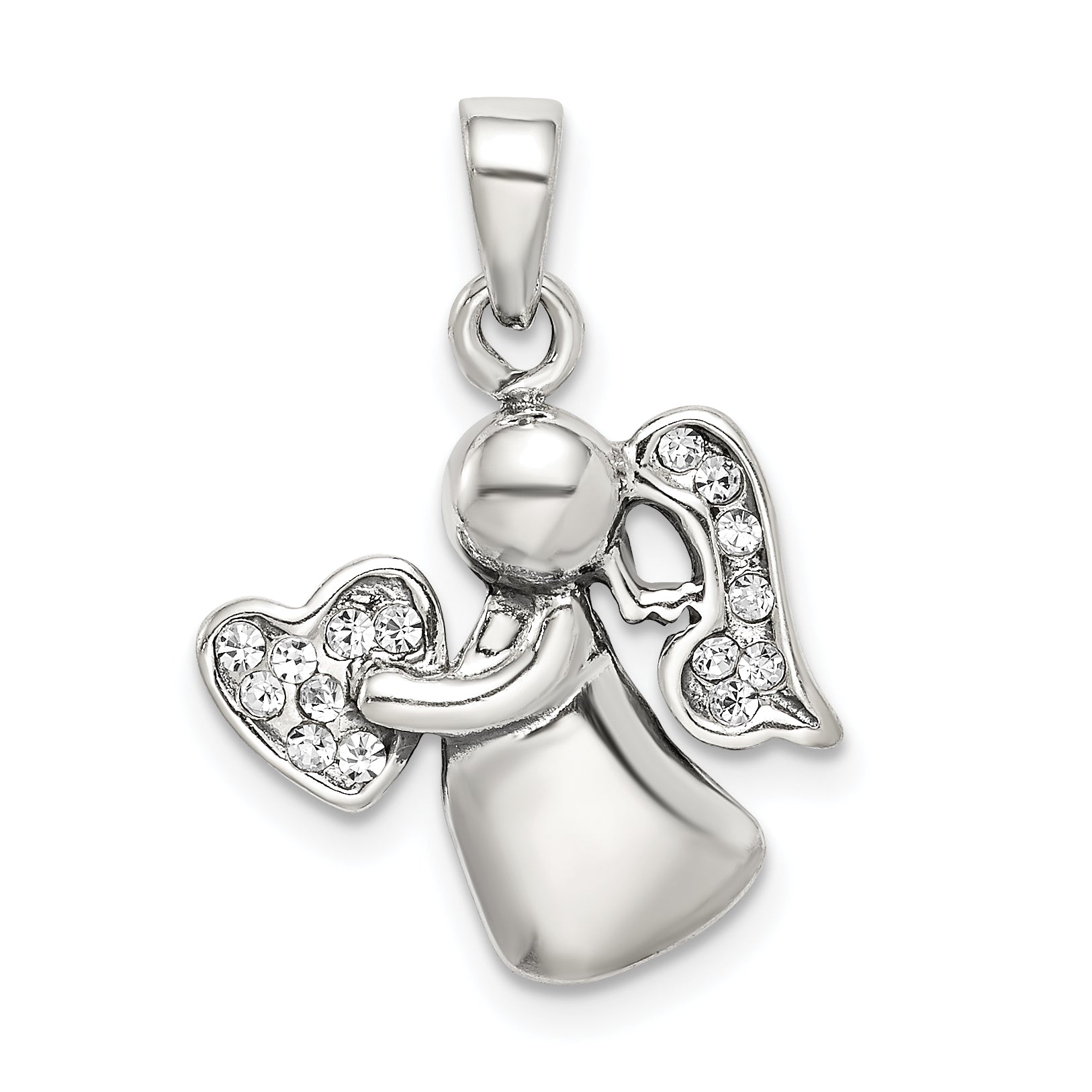 Sterling Silver Antiqued & Cz Angel Charm