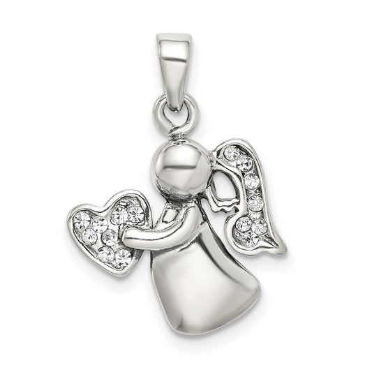 Sterling Silver Antiqued & Cz Angel Charm