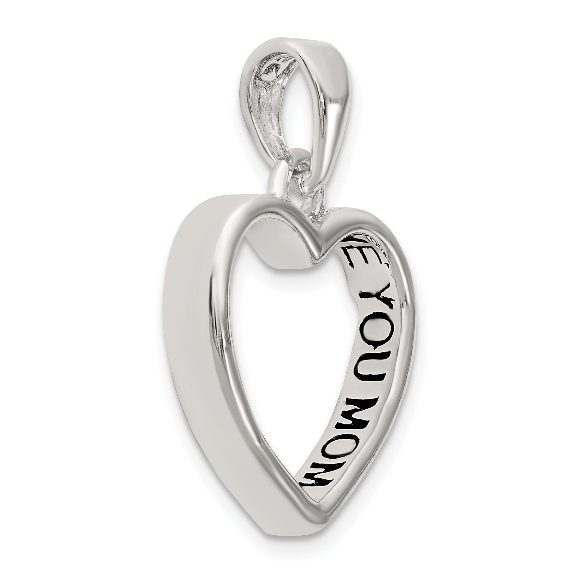 Sterling Silver Enamel Love You Mom Heart Pendant