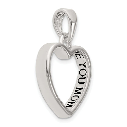 Sterling Silver Enamel Love You Mom Heart Pendant