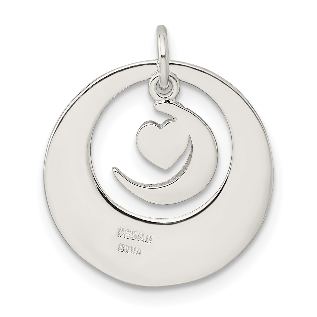 Sterling Silver Enamel I Love You To The Moon And Back Pendant