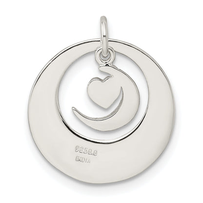 Sterling Silver Enamel I Love You To The Moon And Back Pendant