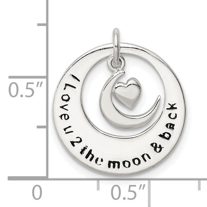 Sterling Silver Enamel I Love You To The Moon And Back Pendant