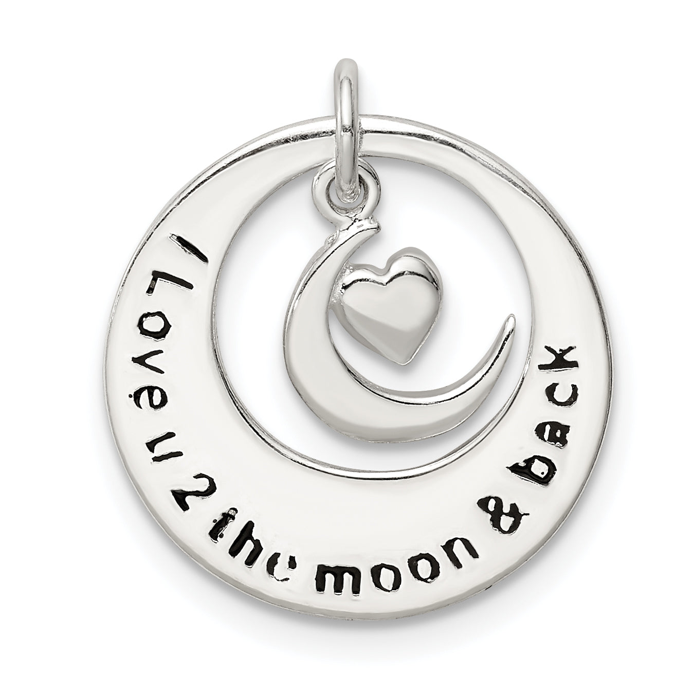 Sterling Silver Enamel I Love You To The Moon And Back Pendant