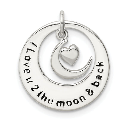Sterling Silver Enamel I Love You To The Moon And Back Pendant