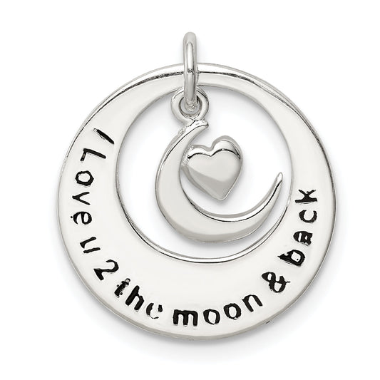 Sterling Silver Enamel I Love You To The Moon And Back Pendant