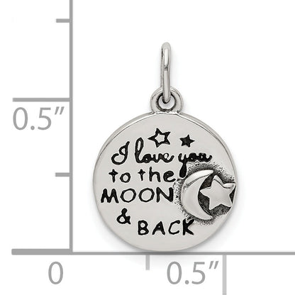 Sterling Silver Enamel Love You To The Moon & Back Charm Pendant