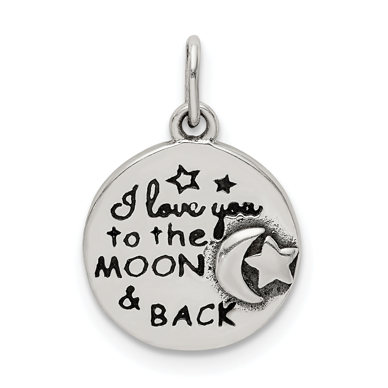 Sterling Silver Enamel Love You To The Moon & Back Charm Pendant