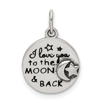 Sterling Silver Enamel Love You To The Moon & Back Charm Pendant
