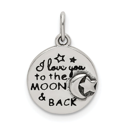 Sterling Silver Enamel Love You To The Moon & Back Charm Pendant