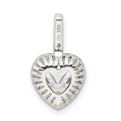 Sterling Silver Cz Heart Chain Slide