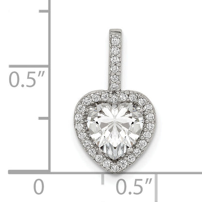 Sterling Silver Cz Heart Chain Slide