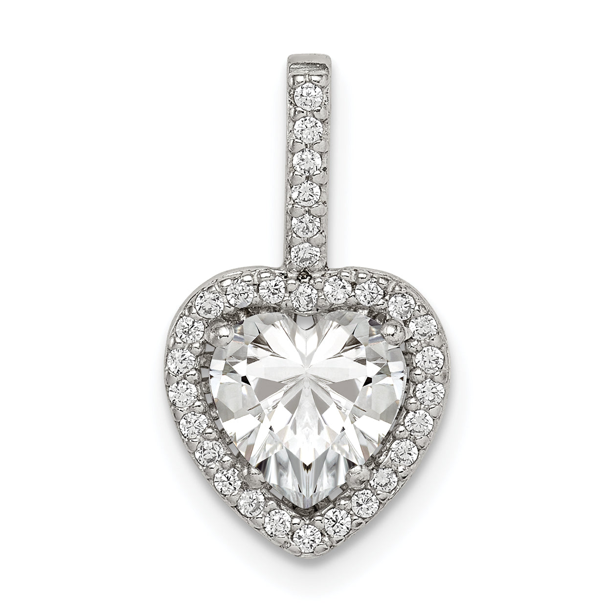 Sterling Silver Cz Heart Chain Slide