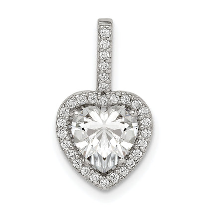 Sterling Silver Cz Heart Chain Slide