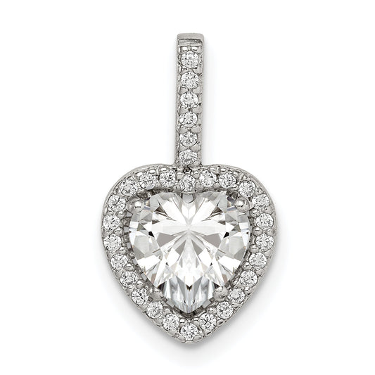 Sterling Silver Cz Heart Chain Slide