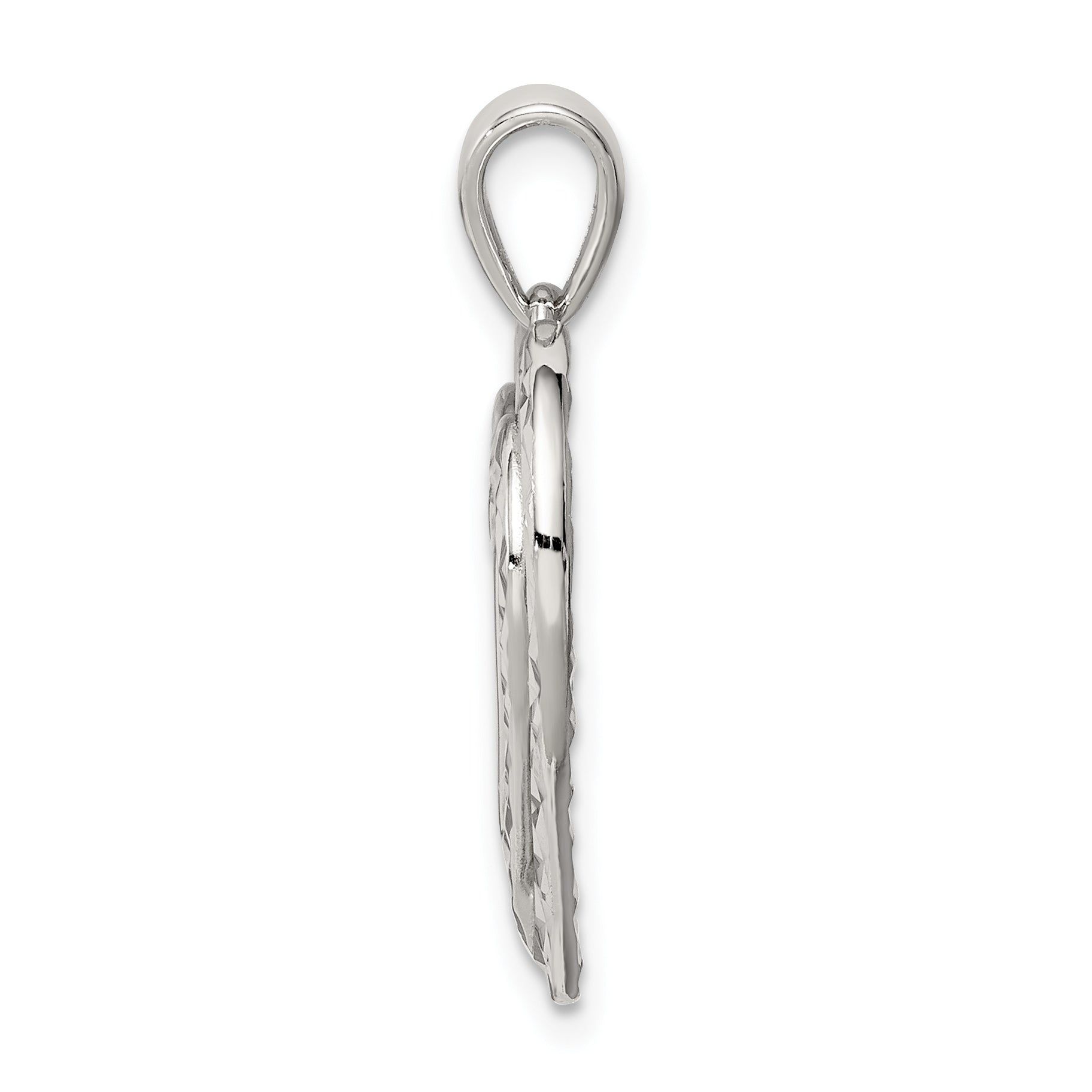 Sterling Silver Diamond-Cut Heart Pendant