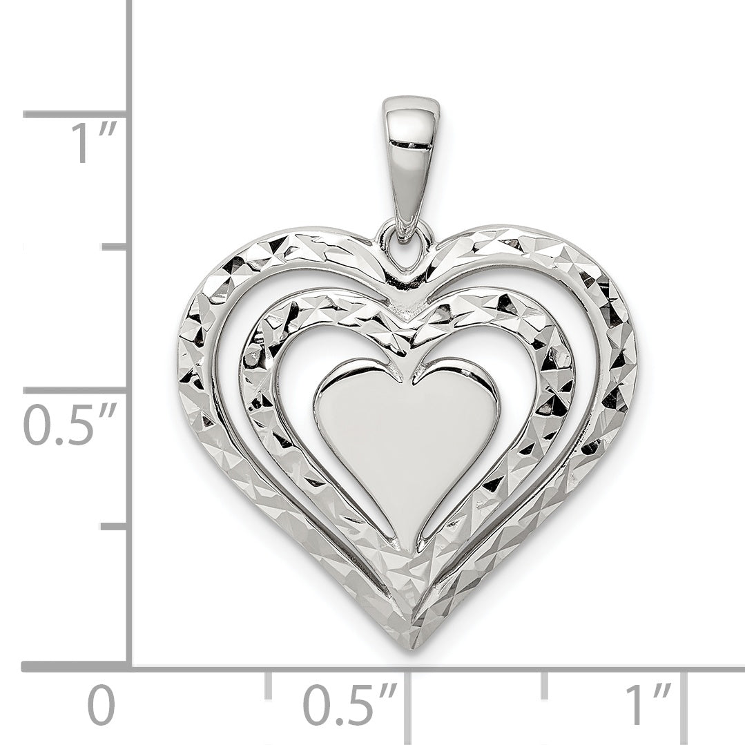 Sterling Silver Diamond-Cut Heart Pendant