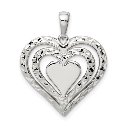 Sterling Silver Diamond-Cut Heart Pendant