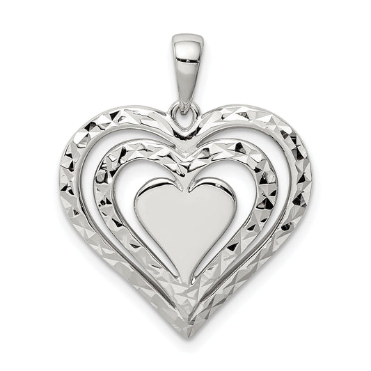 Sterling Silver Diamond-Cut Heart Pendant