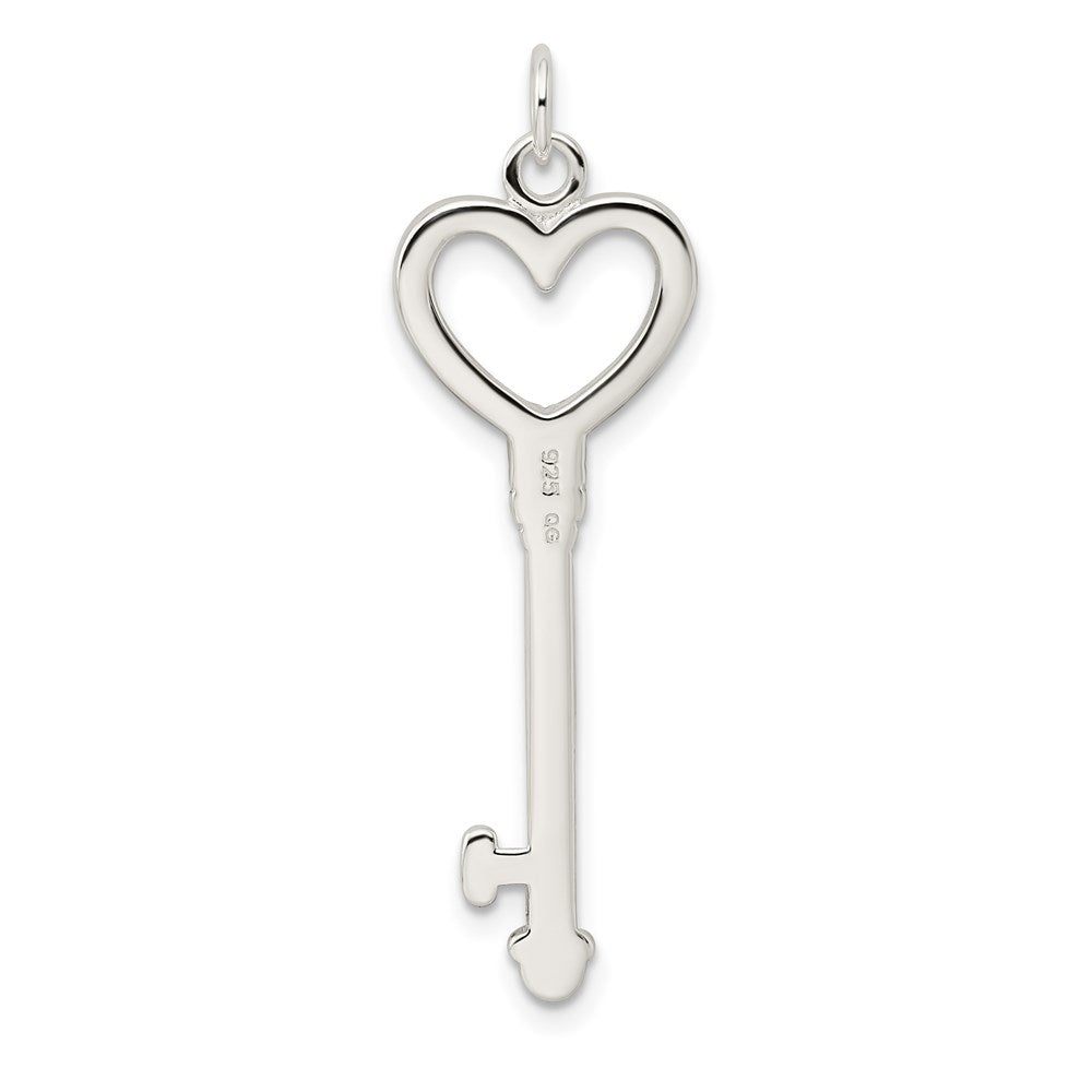 Sterling Silver Cz Heart Key Pendant