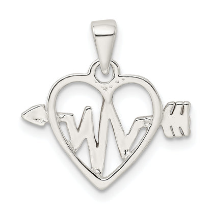 Sterling Silver Rhodium-Plated & Rose Tone Heart And Arrow Pendant