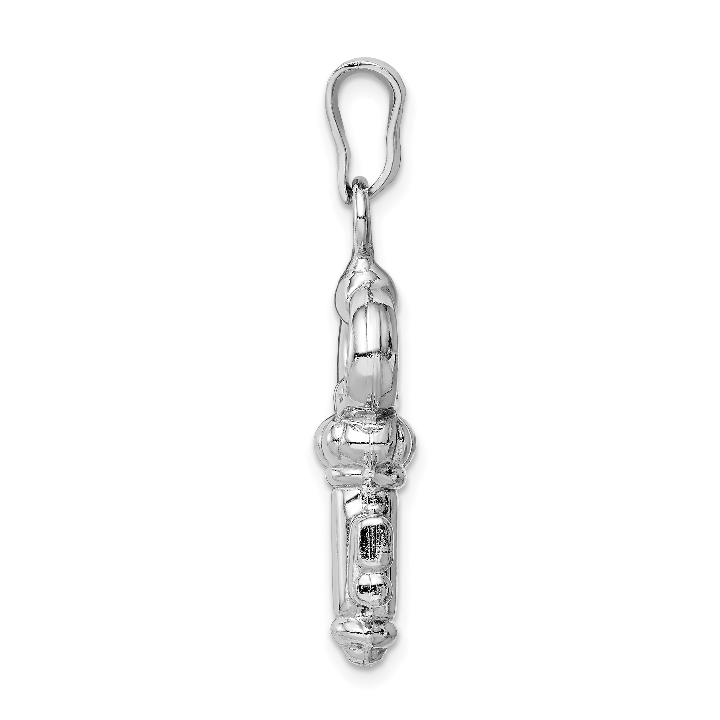 Sterling Silver Rhodium-Plated Polished Key Pendant