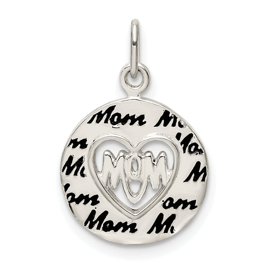 Sterling Silver Enamel Mom Charm