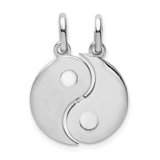 Sterling Silver Rhodium-Plate Brush & Polished Yin Yang Break Apart Pendant