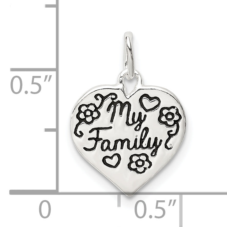 Sterling Silver Enamel My Family Heart Charm