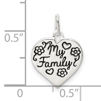 Sterling Silver Enamel My Family Heart Charm