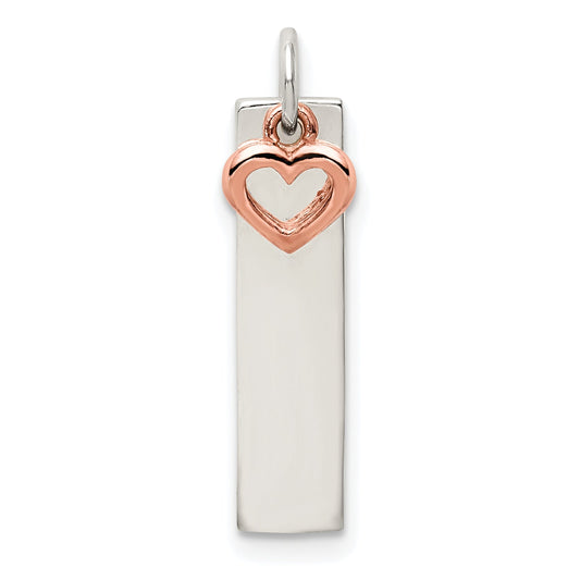 Sterling Silver & Rose-Tone Bar Heart Charm