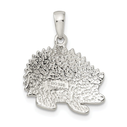 Sterling Silver Rhod-Pltd Brown Preciosa Crystal Hedgehog Pendant