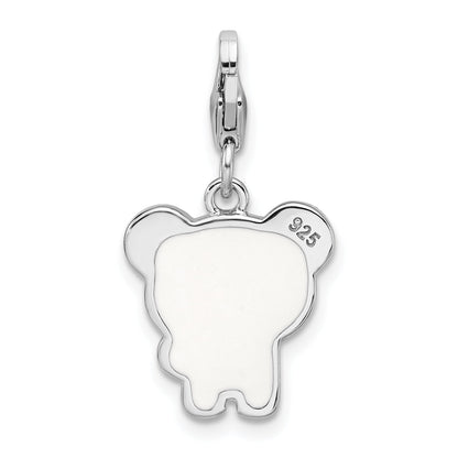 Sterling Silver Rhodium-Plated Enameled Panda W/Lobster Clasp Charm