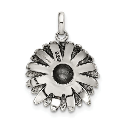 Sterling Silver Antiqued Sunflower Pendant