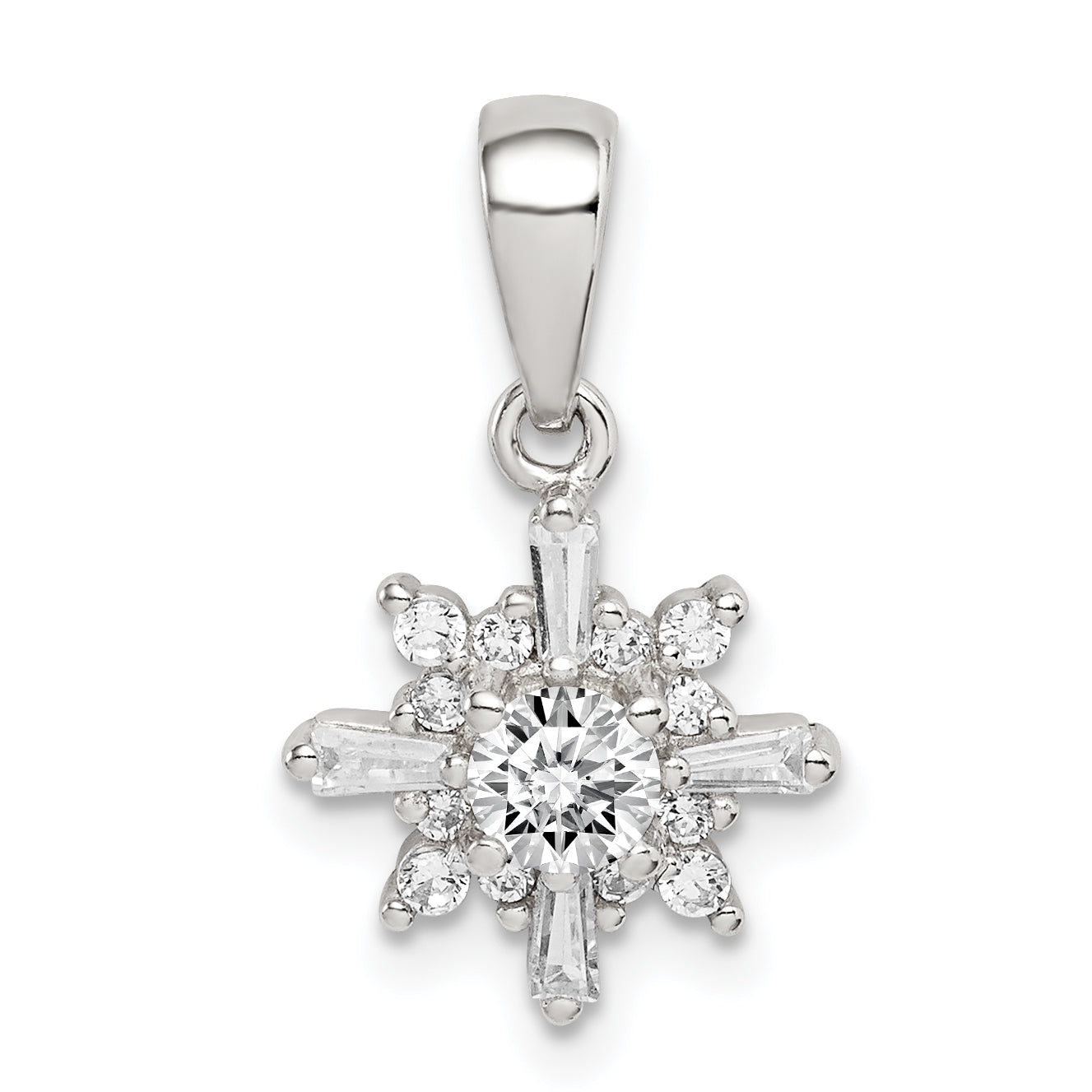 Sterling Silver Fancy Cz Pendant