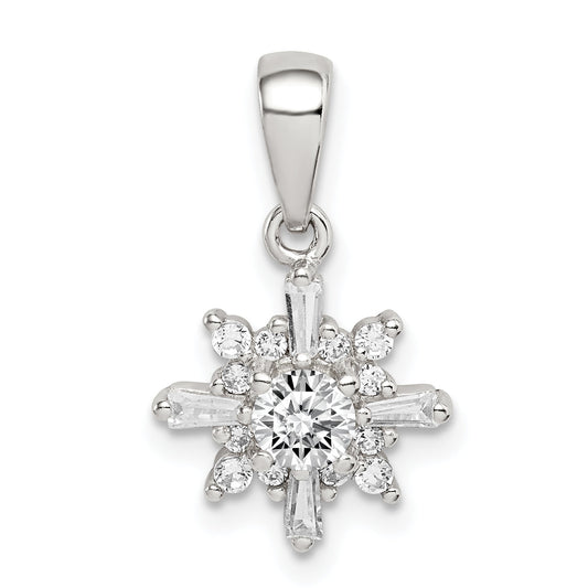Sterling Silver Fancy Cz Pendant