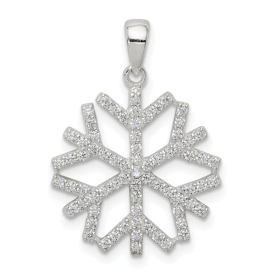 Sterling Silver Cz Snowflake Pendant