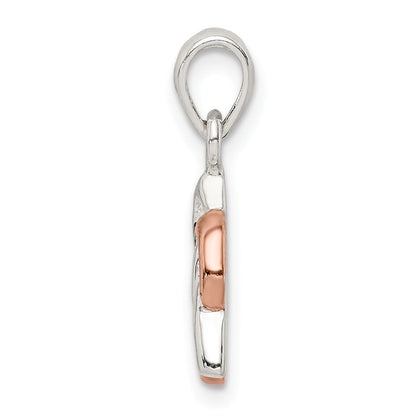 Sterling Silver Trinty Knot And Rose Tone Heart Pendant