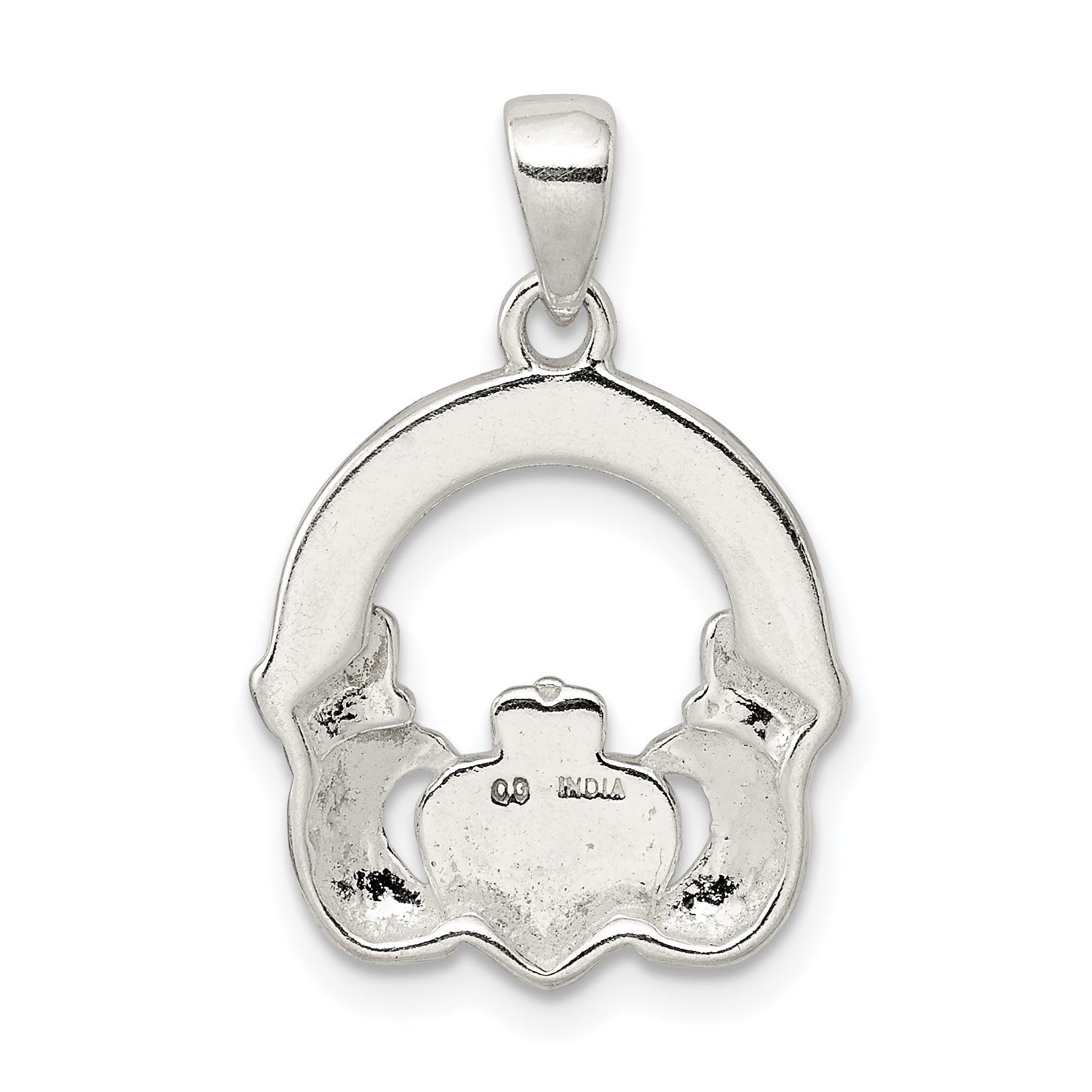 Sterling Silver Glitter Infused Claddagh Pendant