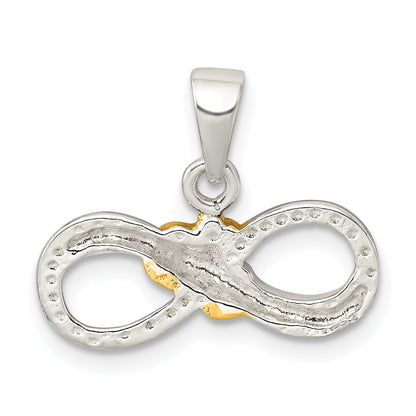 Sterling Silver & Gold Tone Claddagh D/C Infinity Pendant