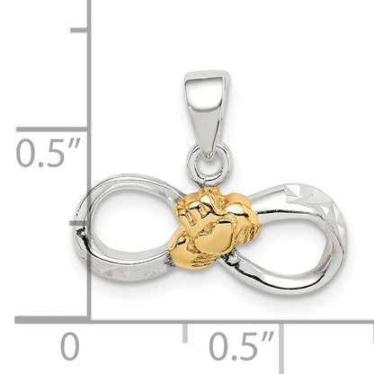 Sterling Silver & Gold Tone Claddagh D/C Infinity Pendant