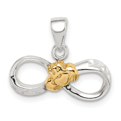 Sterling Silver & Gold Tone Claddagh D/C Infinity Pendant