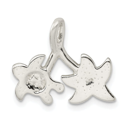 Sterling Silver Glitter Infused Star Fish And Turtle Chain Slide