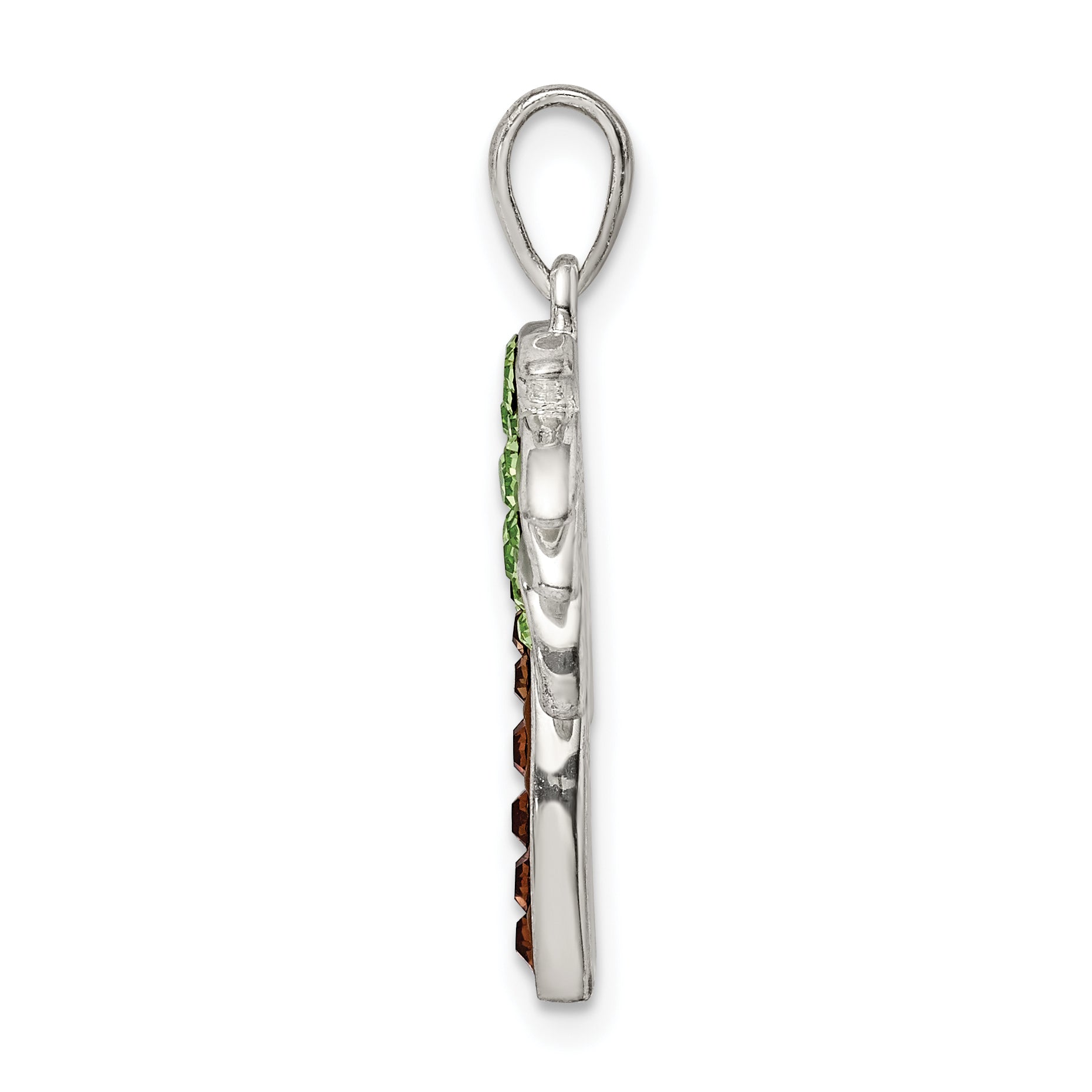 Sterling Silver Rhodium-Plated Polished Preciosa Crystal Palm Tree Pendant